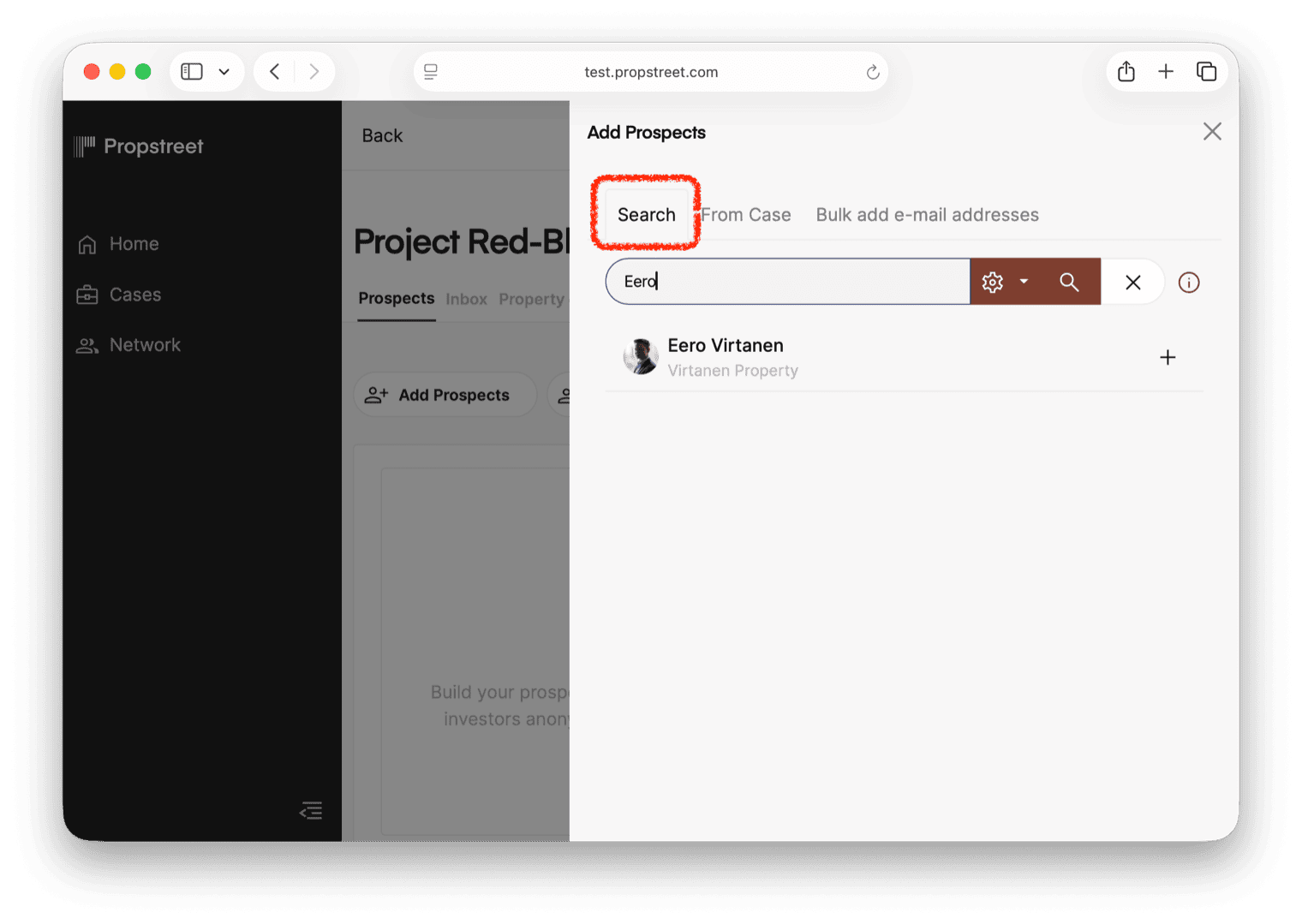 The sidebar panel with the Search tab open. Search field with AI/Exact mode toggle and search results with duplicate markers.