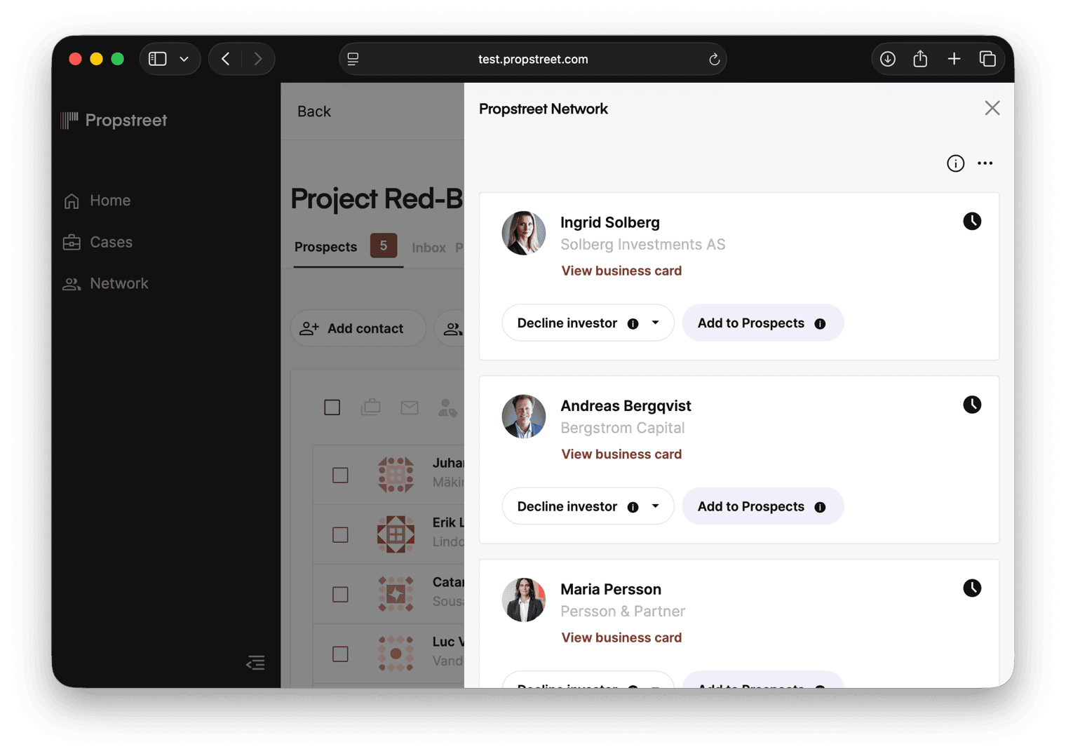 The Inbox with incoming leads from Propstreet Network.